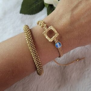 💠NWT CM03. SET 2 bracelets.Beaded crochet bracelet Macrame Blue bead bracelet